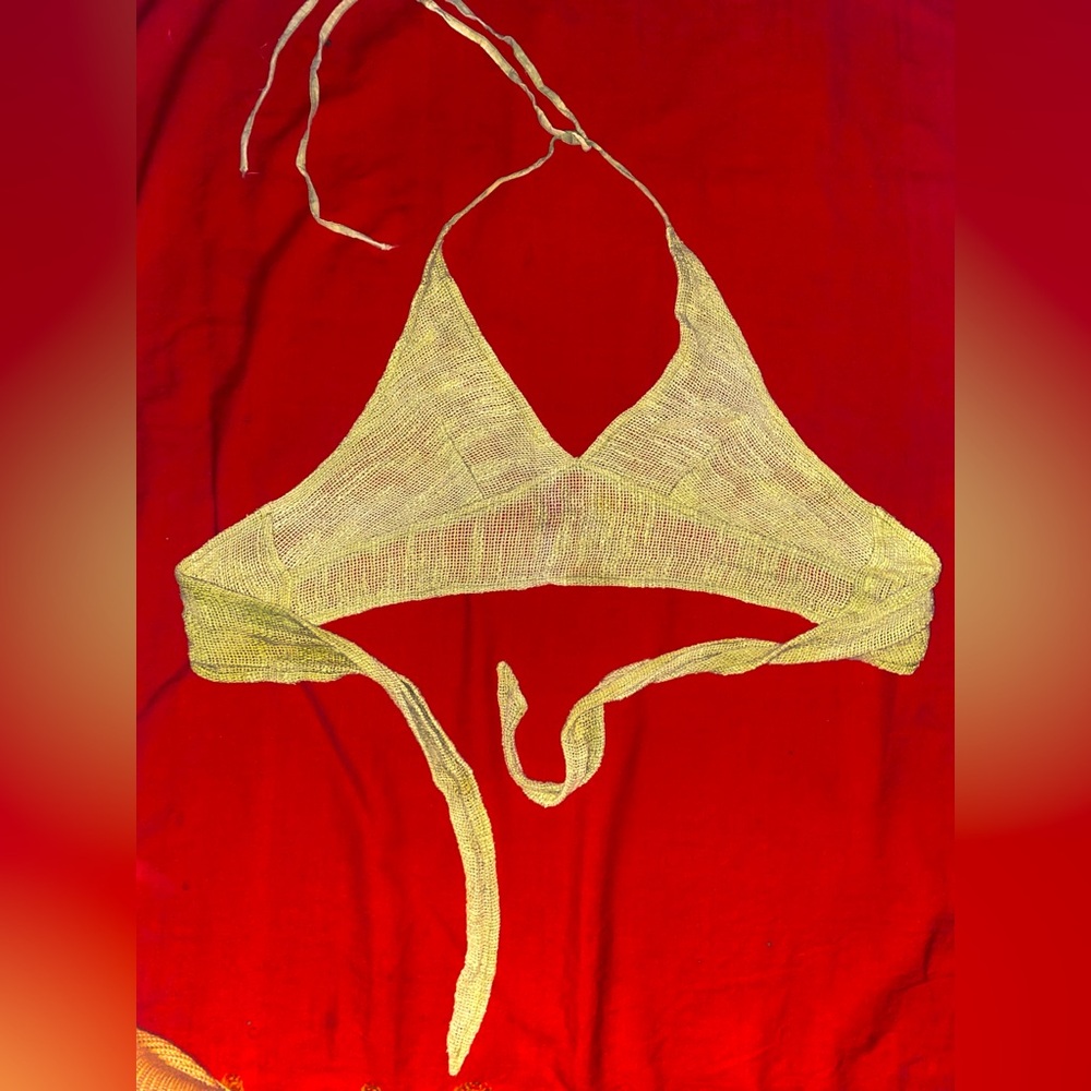 100% cotton hand-woven tie-back & behind halter top